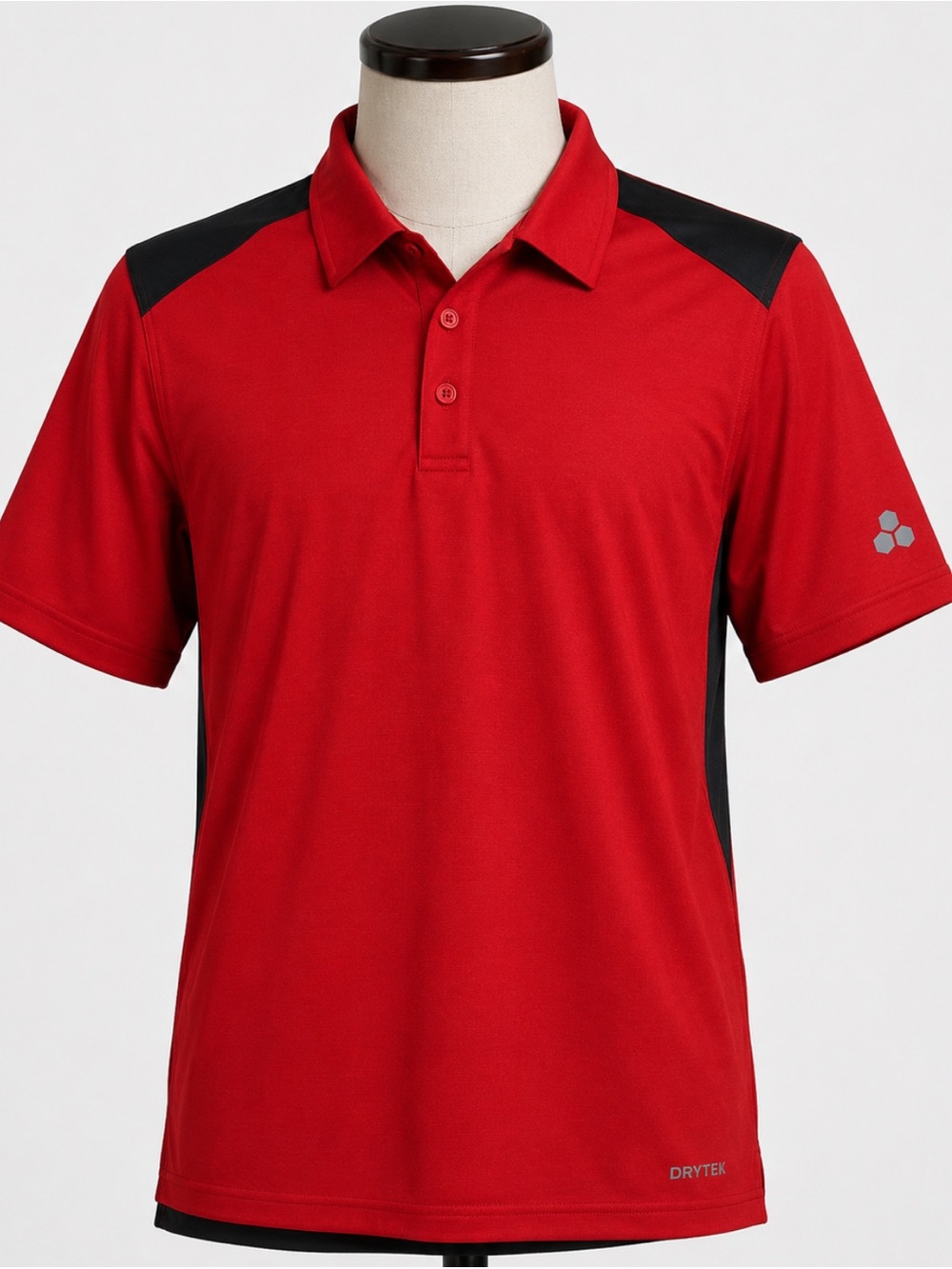Tek Gear Dry Tek Men’s Medium Red Black Moisture Wicking Athletic Polo Shirt